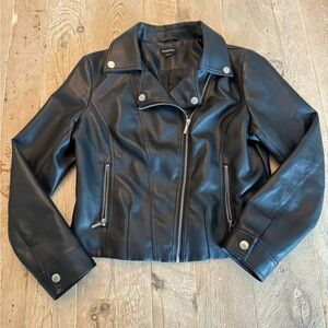 bebe Black Faux Leather Moto Jacket L